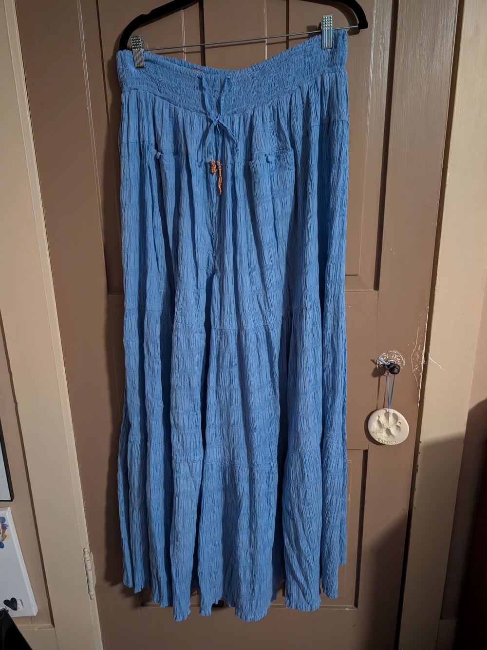Free People Misty Dawn Blue In Paradise Pants Wide Leg Flowy - Size Large